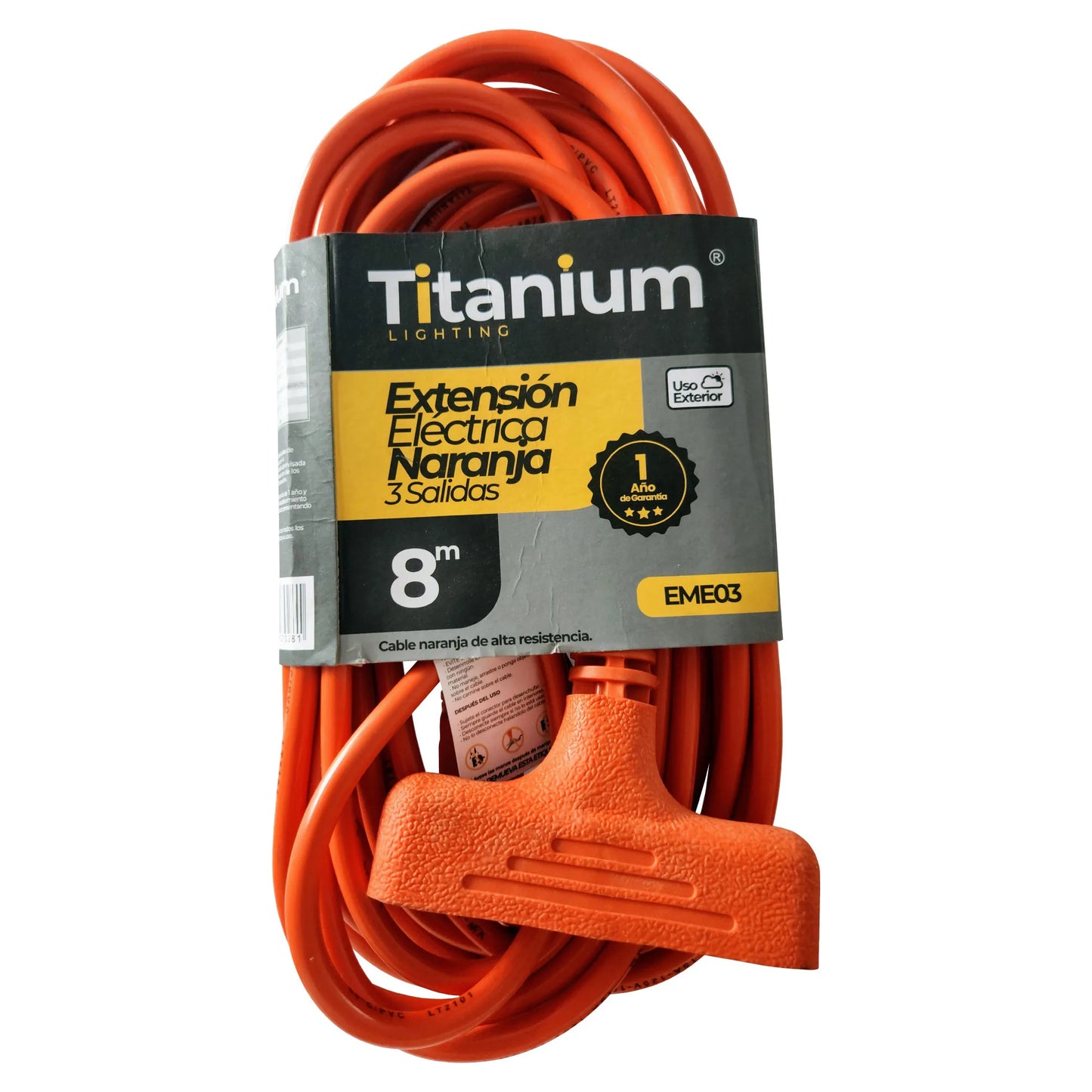 Extensión Eléctrica de 3 Salidas para Exterior Cable de 8M