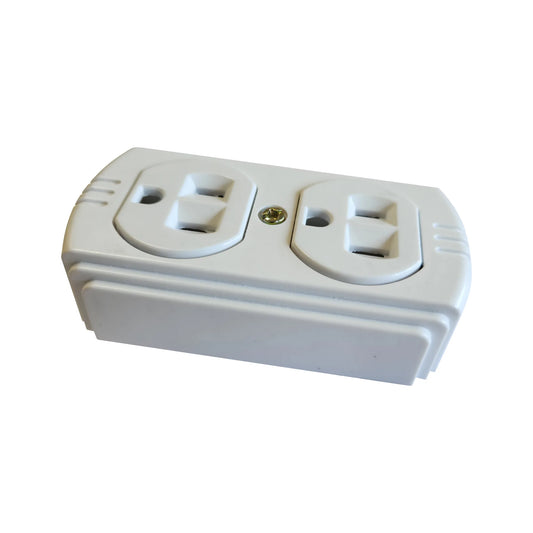 Toma Doble Polo Tierra de Sobreponer Blanca