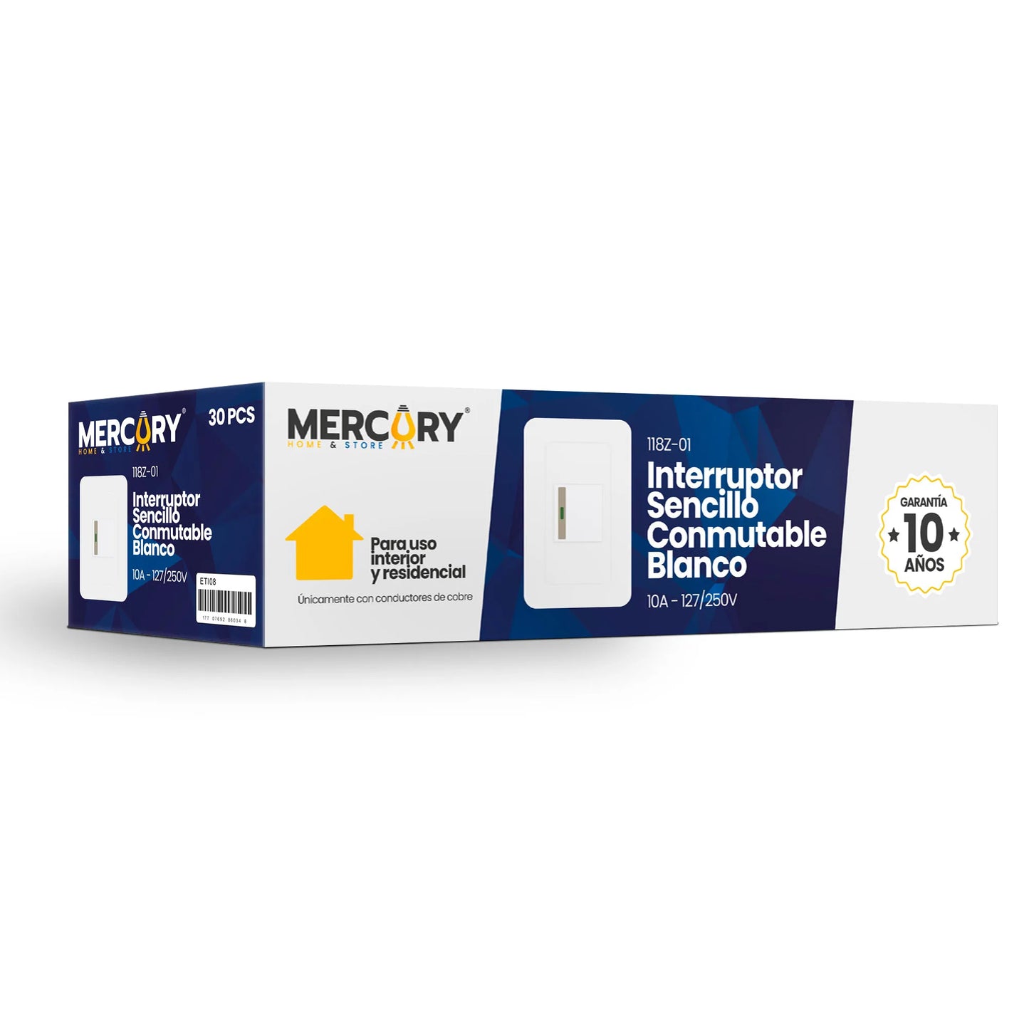 Interruptor Sencillo Conmutable Blanco