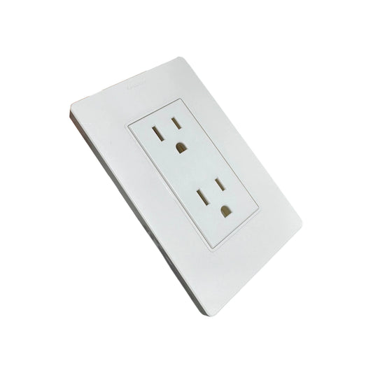 Toma Doble Polo Tierra Blanco Línea Plus