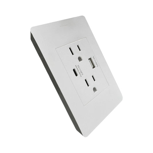 Toma Doble + USB + USB Tipo C Carga Rápida Bianca Capri