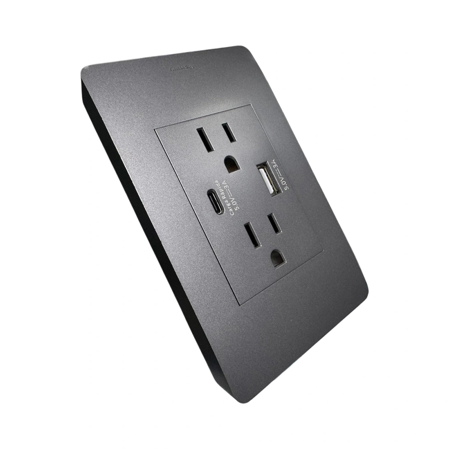 Toma Doble + USB + USB Tipo C Carga Rápida Grigio Torino