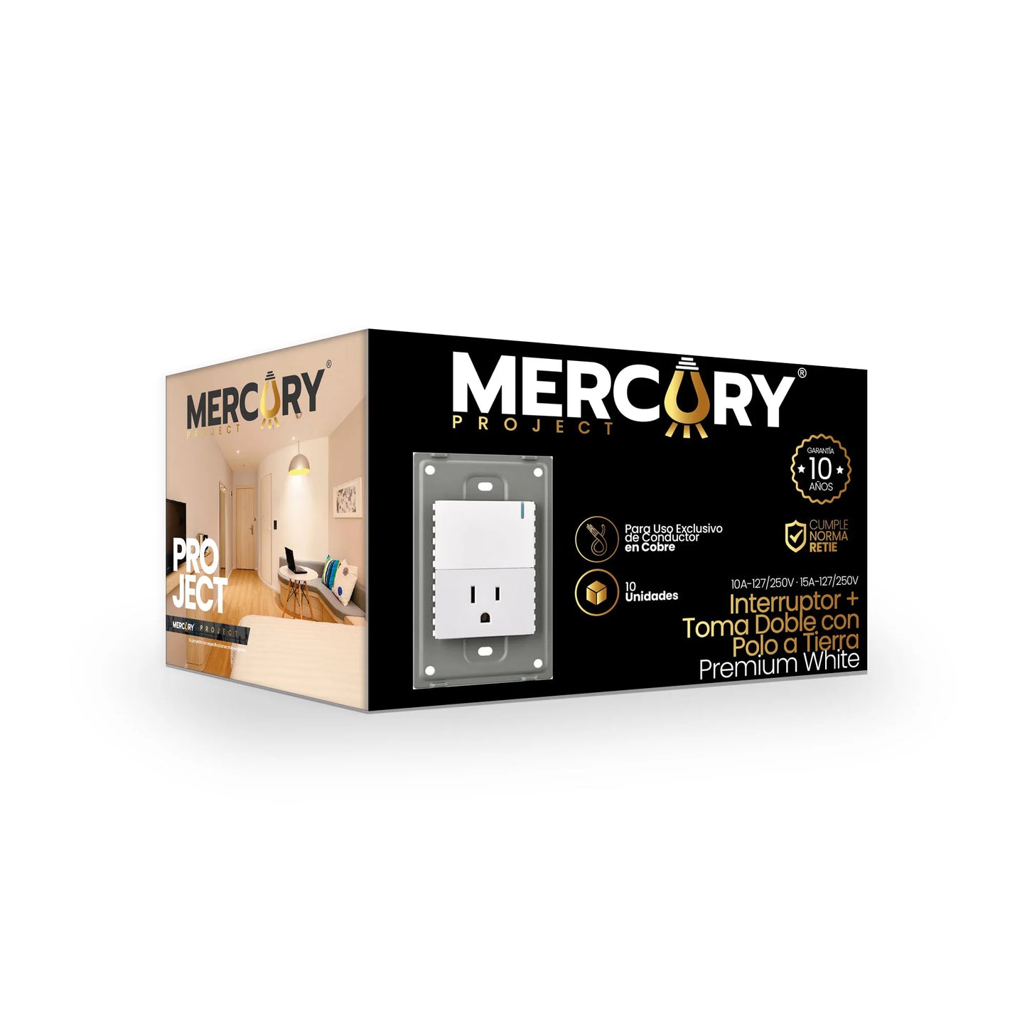 Toma + Interruptor Premium White
