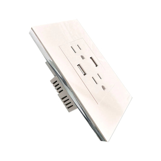 Toma Doble Polo Tierra + USB X2 White Luxury