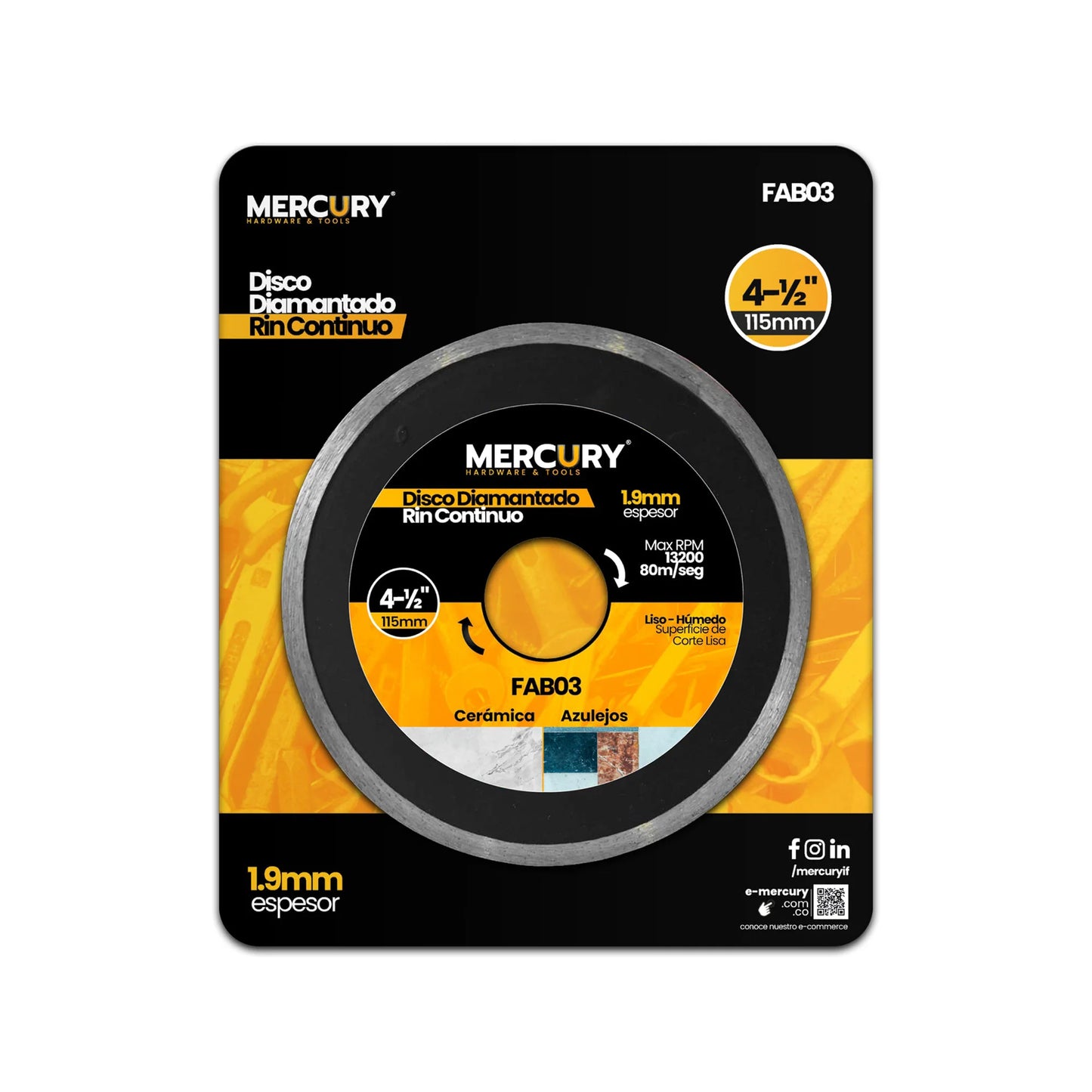 Disco Diamantado Continuo 4 1/2" 7 mm