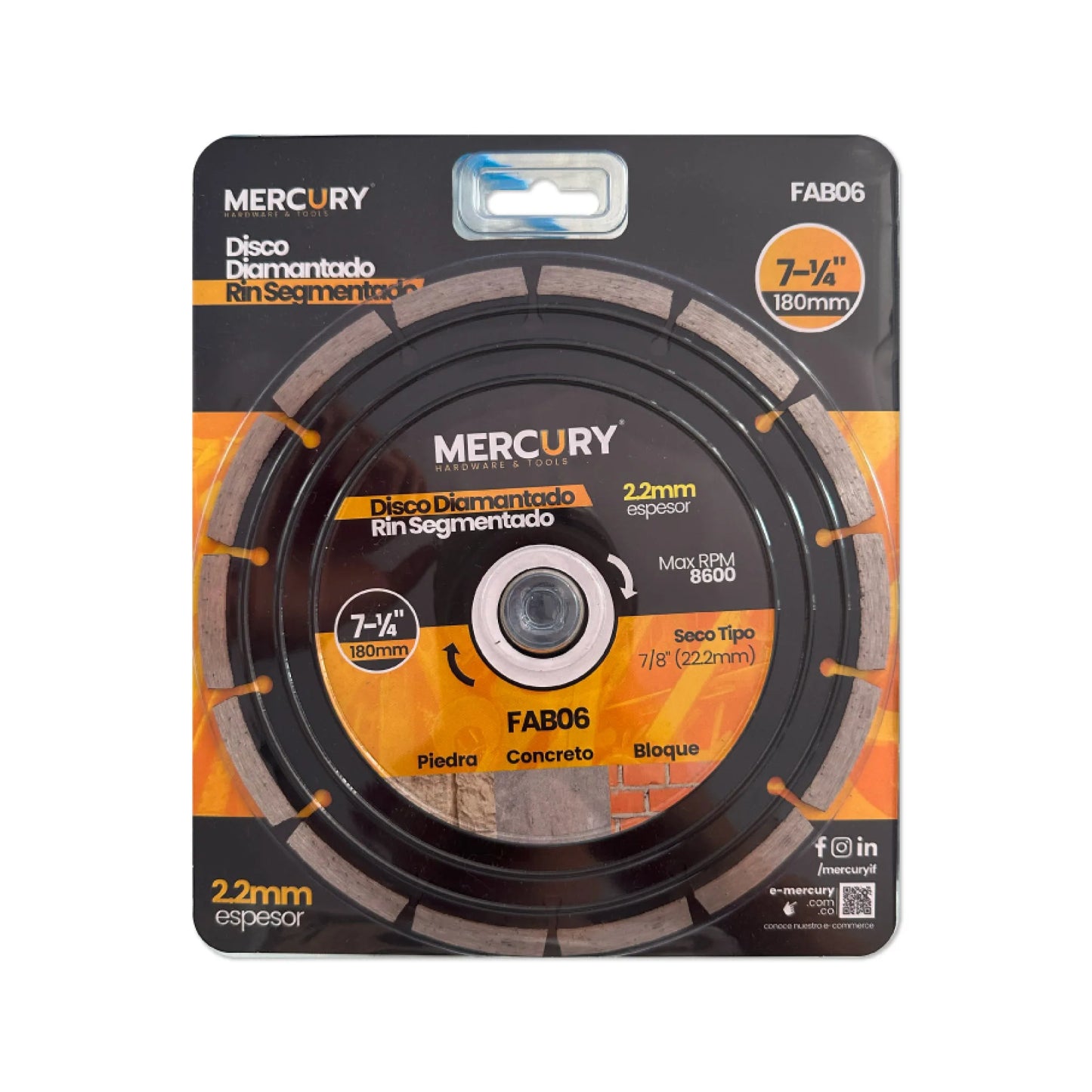 Disco Diamantado Segmentado 7 1/4" 7mm