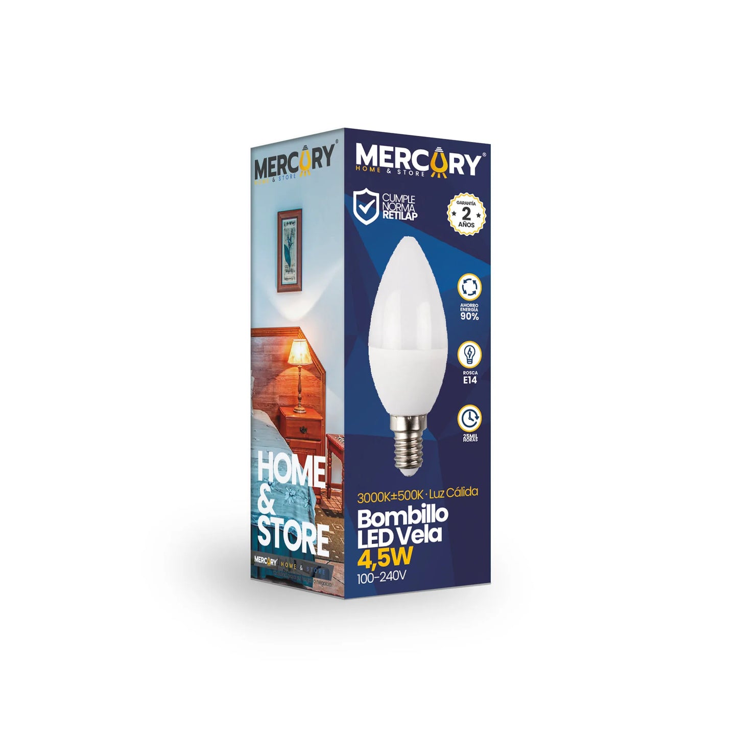 Bombillo LED Vela 5W Luz Cálida