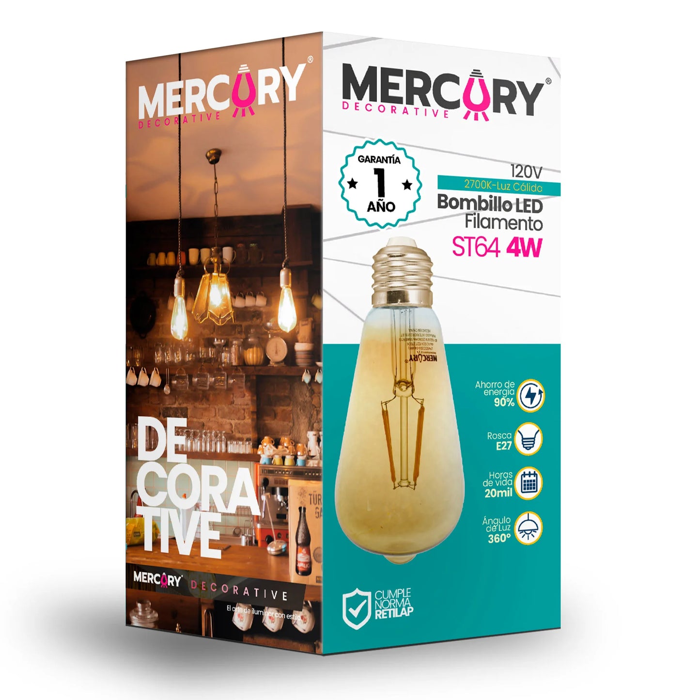 Bombillo LED Vintage de Filamento ST64 4W