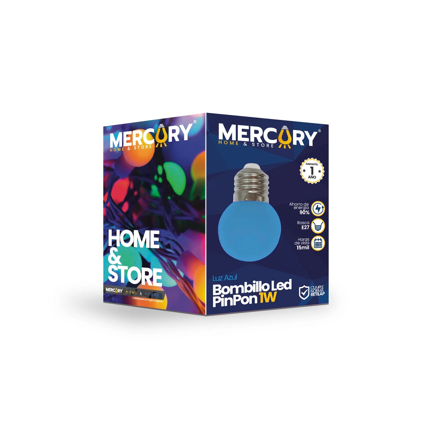 Bombillo LED Pinpon 1W Azul