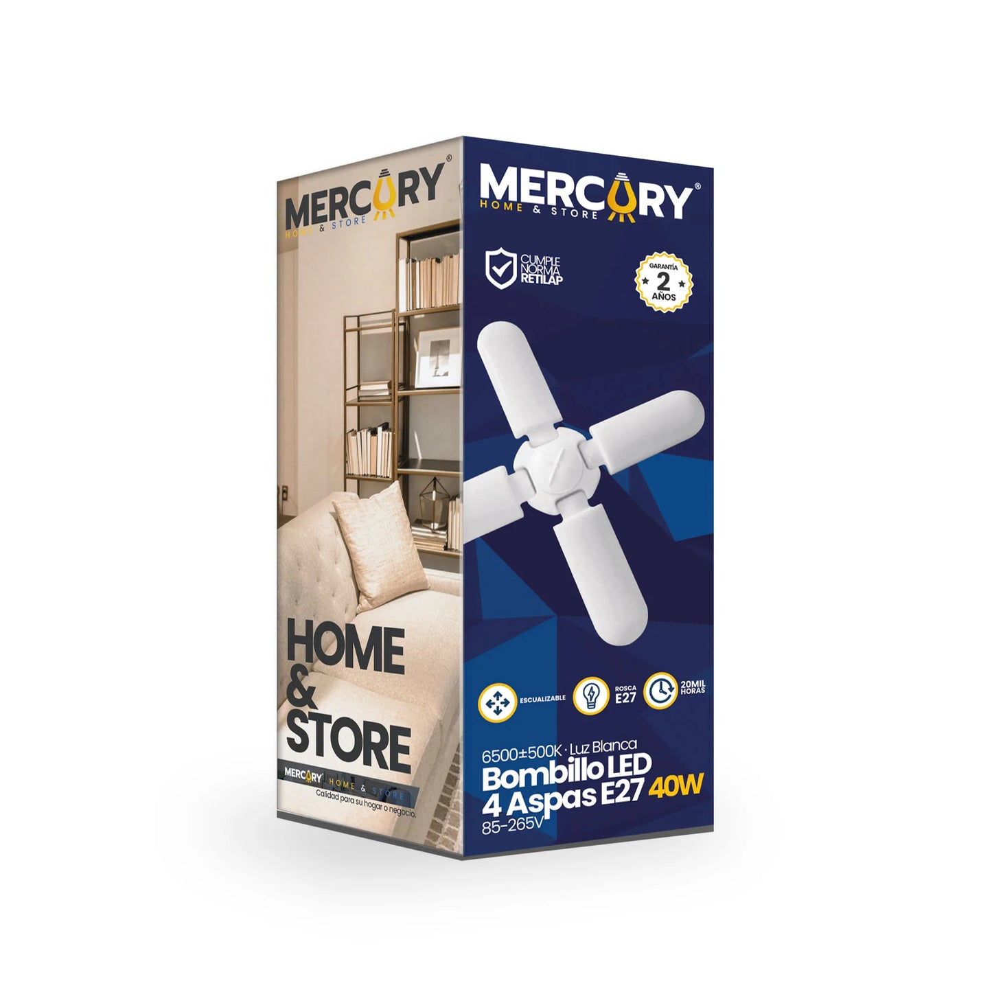 Bombillo LED 4 Aspas Escualizable 40W Luz Blanca