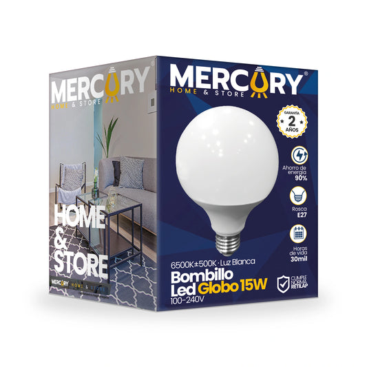 Bombillo LED Globo 15W Luz Blanca