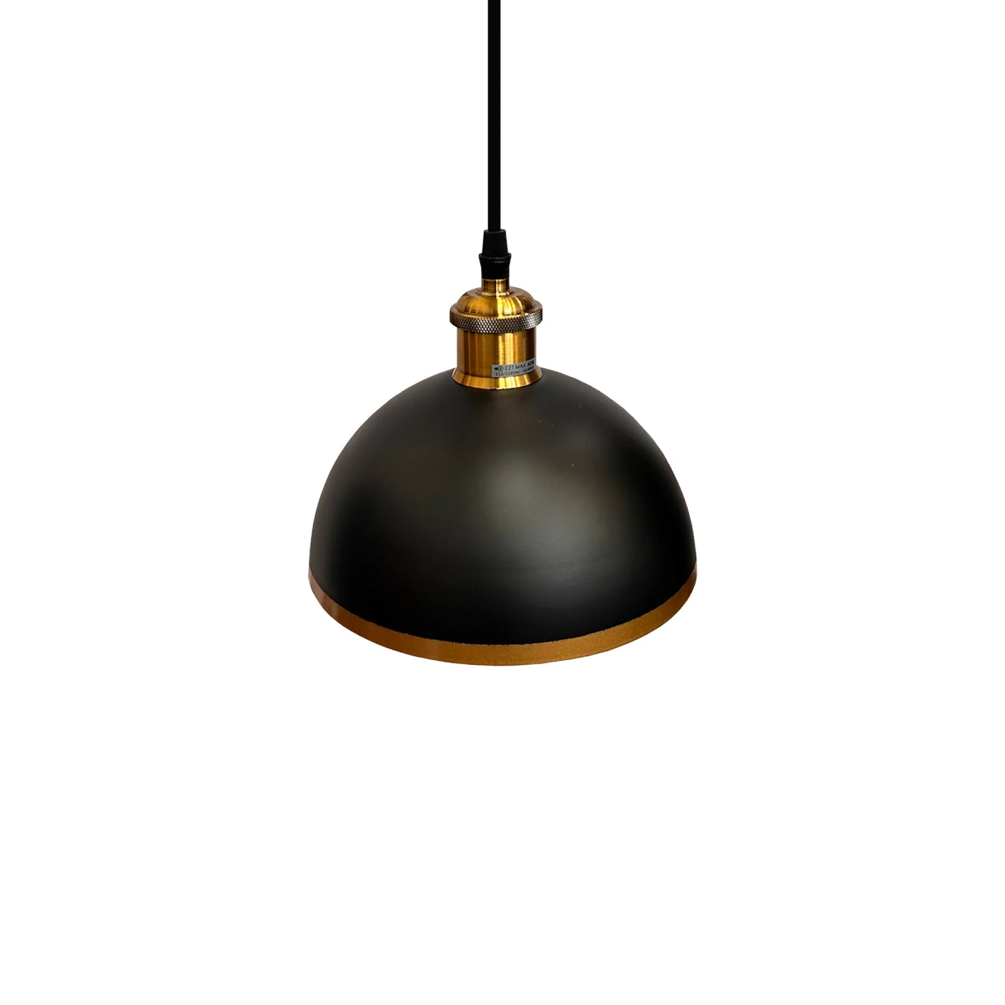 Lámpara Colgante Casco Negro y Dorado