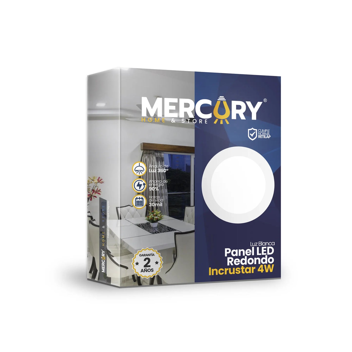 Panel LED Redondo de Incrustar 4W Luz Blanca