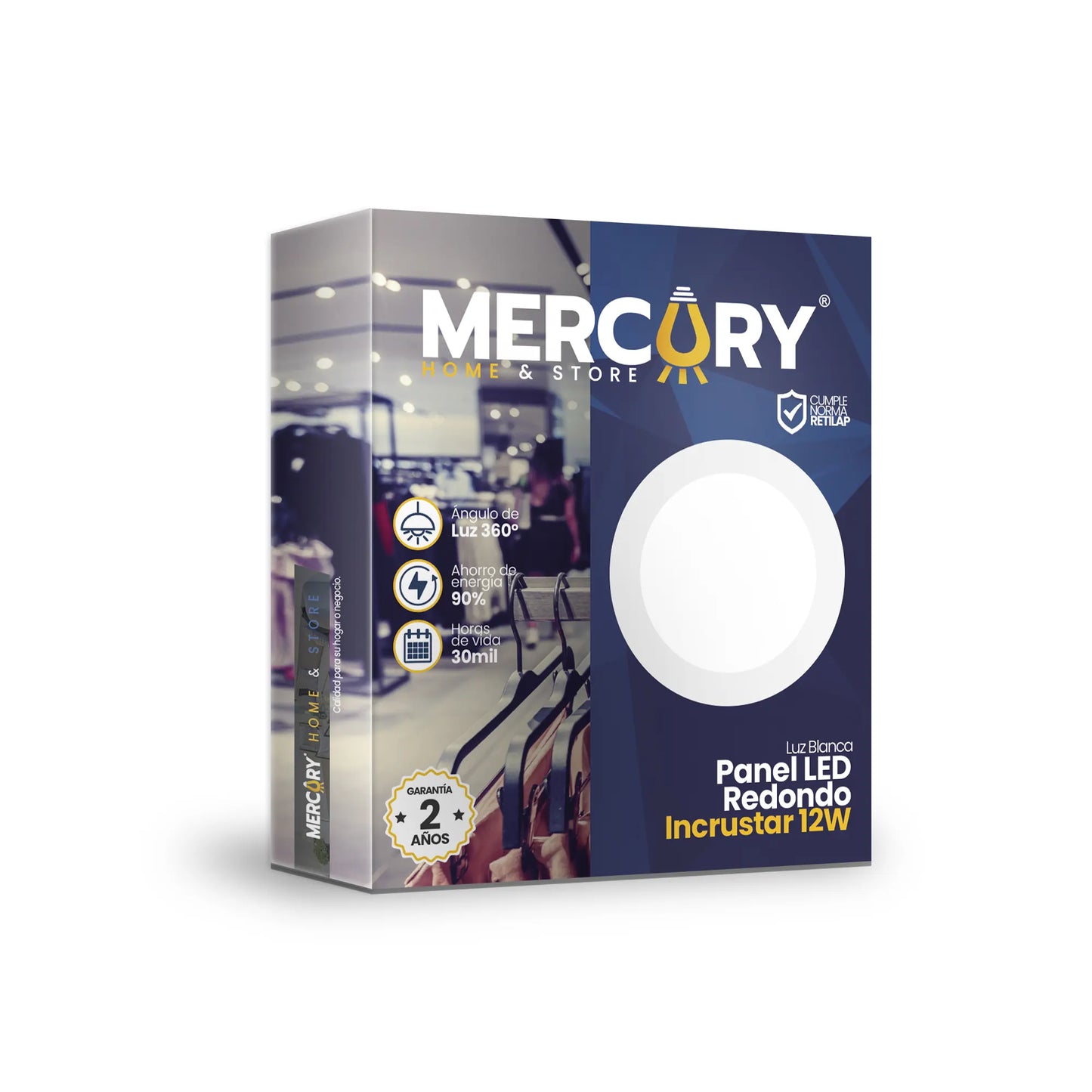 Panel LED Redondo de Incrustar 12W 6" Luz Blanca