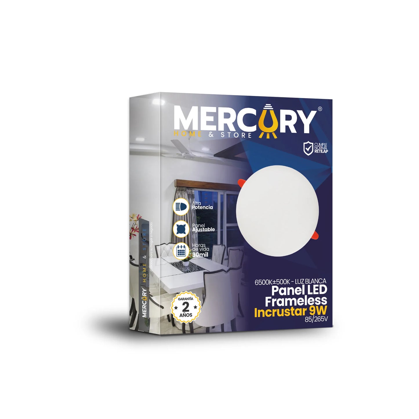 Panel LED Frameless Redondo de Incrustar 9W Luz Blanca