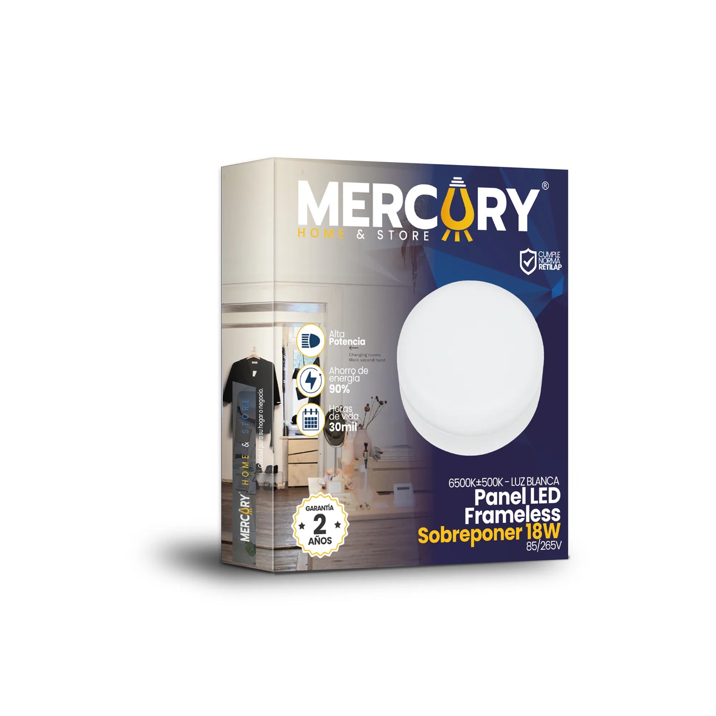 Panel LED Frameless Redondo de Sobreponer 18W Luz Blanca