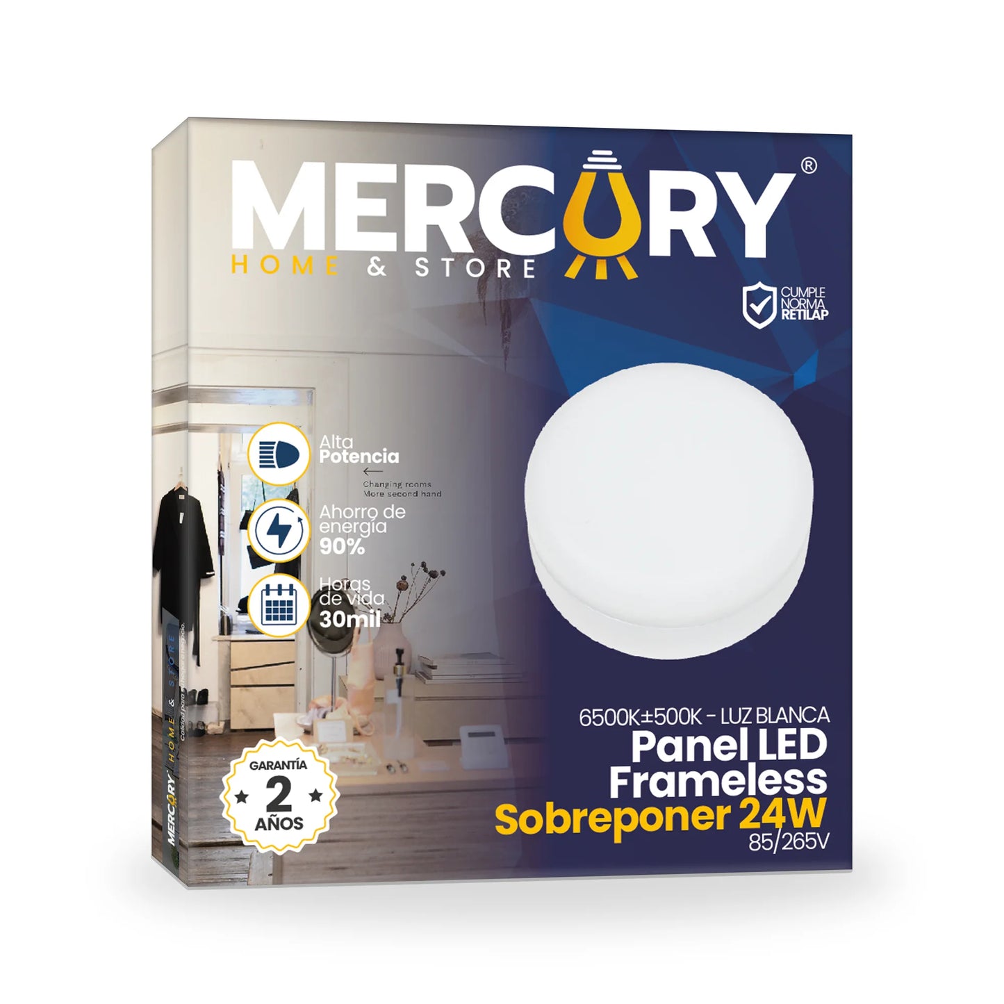 Panel LED Frameless Redondo de Sobreponer 24W Luz Blanca