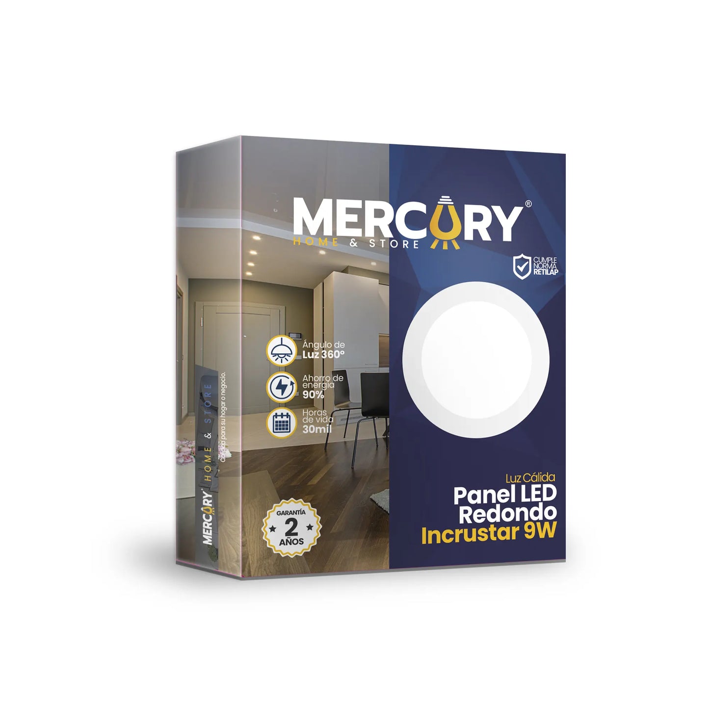 Panel LED Redondo de Incrustar 9W 5" Luz Cálida