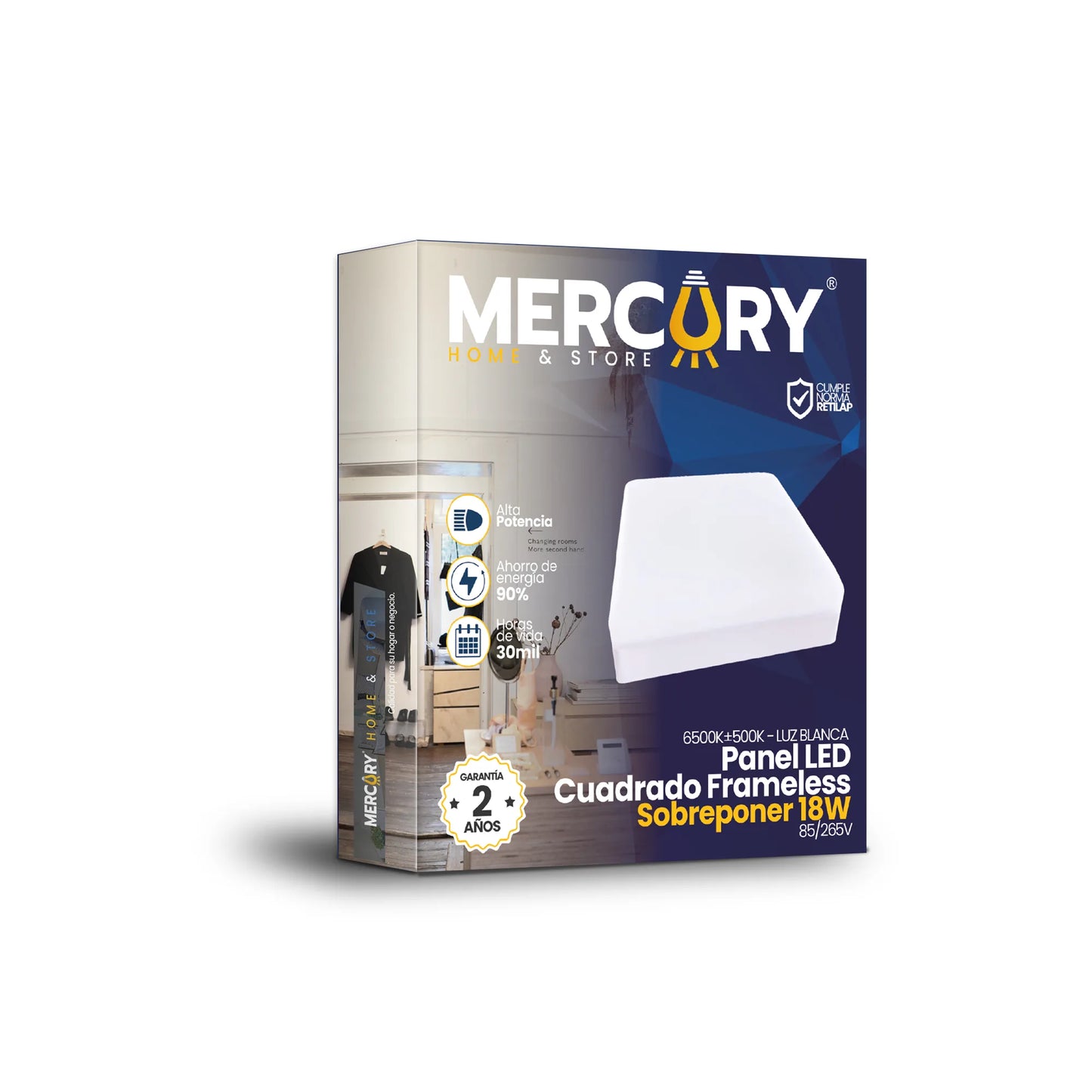 Panel LED Frameless de Sobreponer Cuadrado 18W Luz Blanca