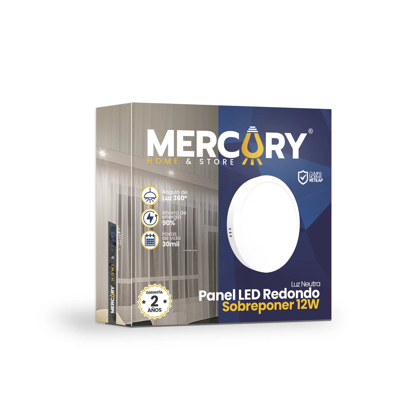 Panel LED Redondo de Sobreponer 12W 6" Luz Neutra