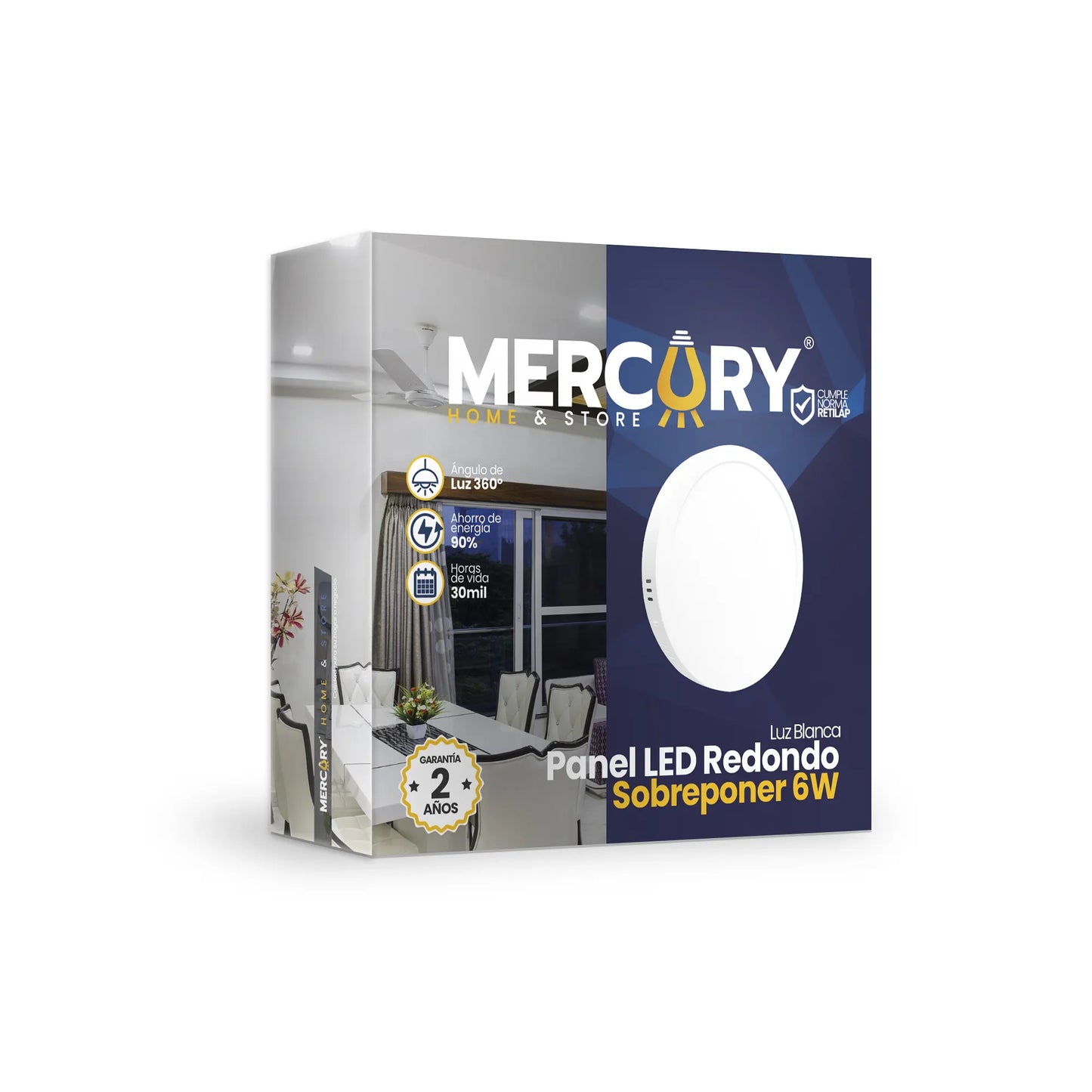 Panel LED Redondo de Sobreponer 6W 4" Luz Blanca