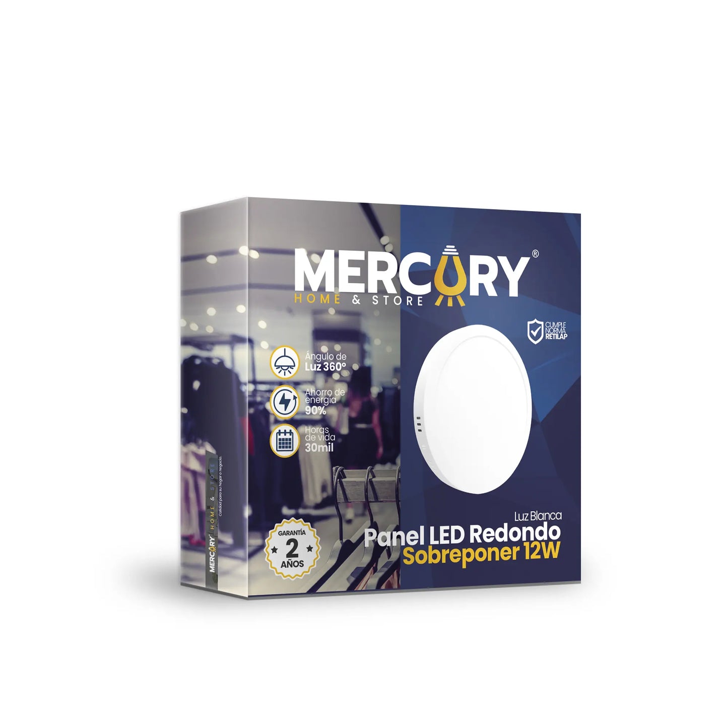 Panel LED Redondo de Sobreponer 12W 6" Luz Blanca