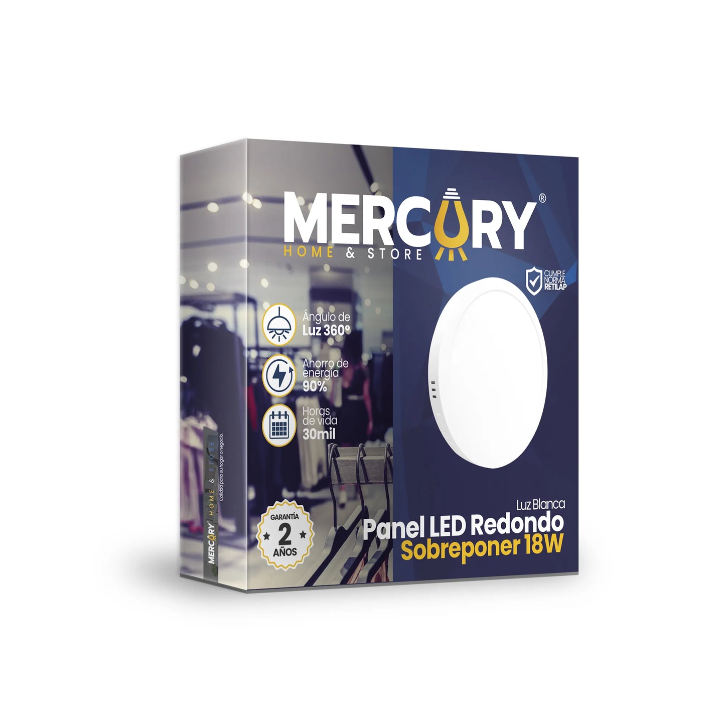 Panel LED Redondo de Sobreponer 18W Luz Blanca
