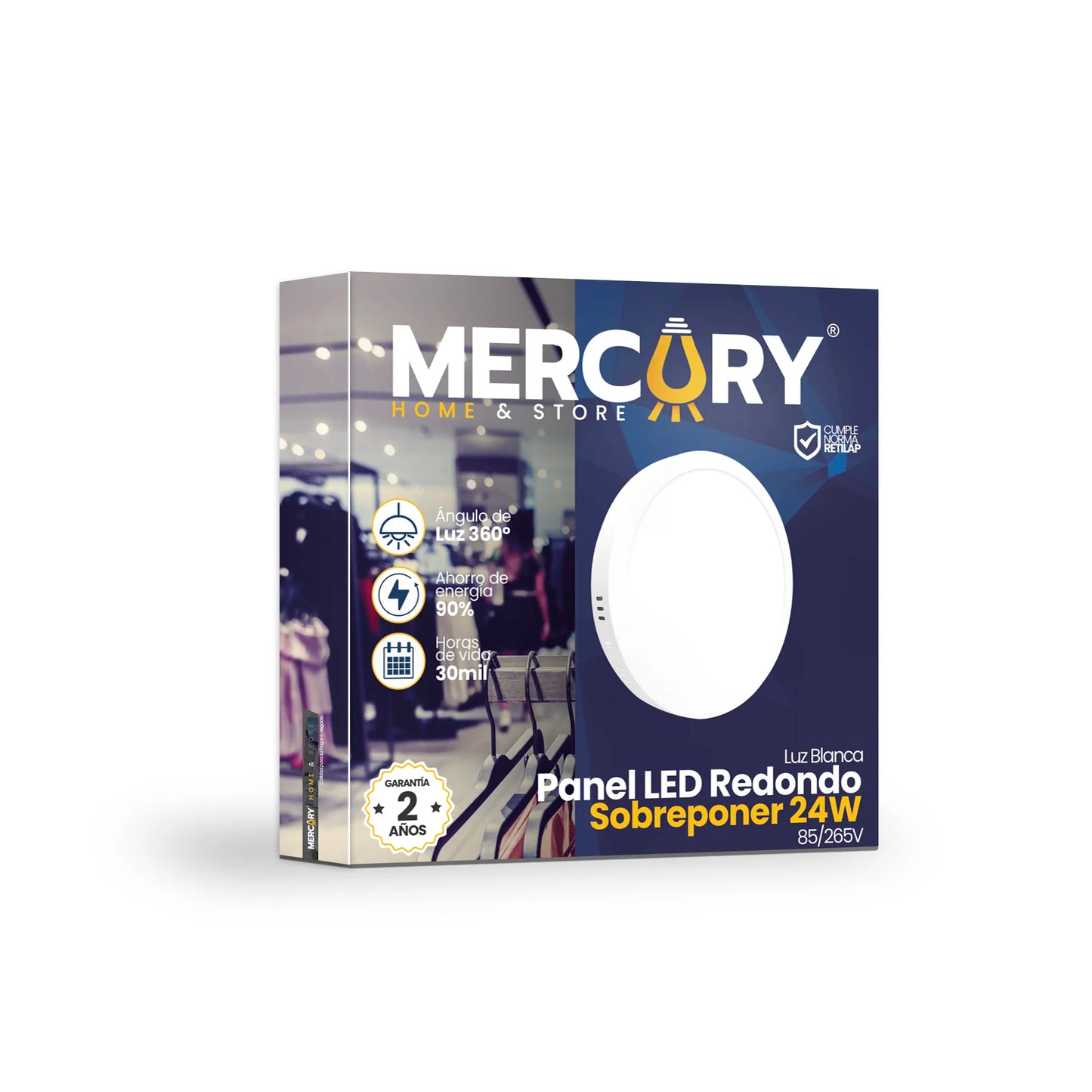Panel LED Redondo de Sobreponer 24W Luz Blanca