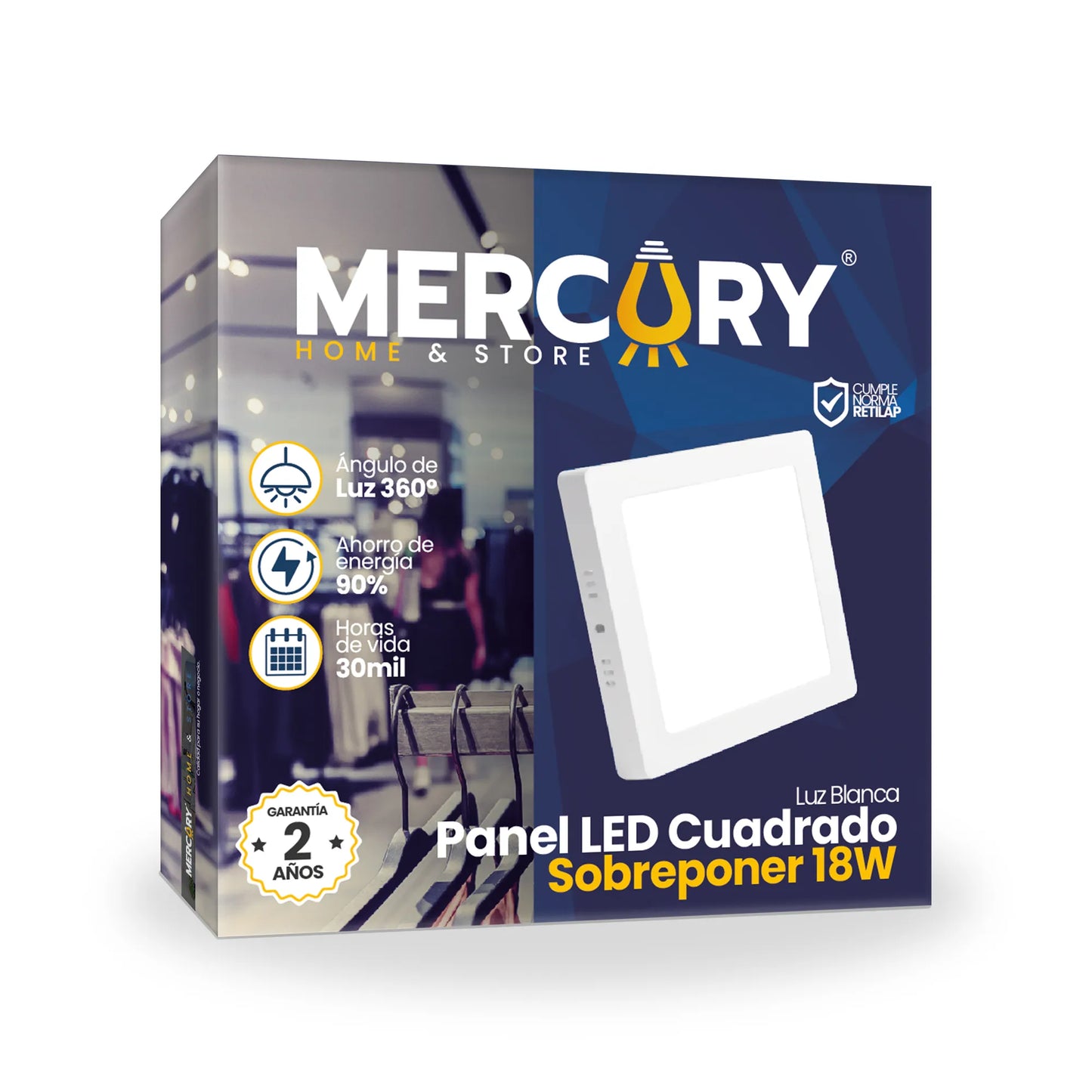 Panel LED Cuadrado de Sobreponer 18W 8" Luz Blanca