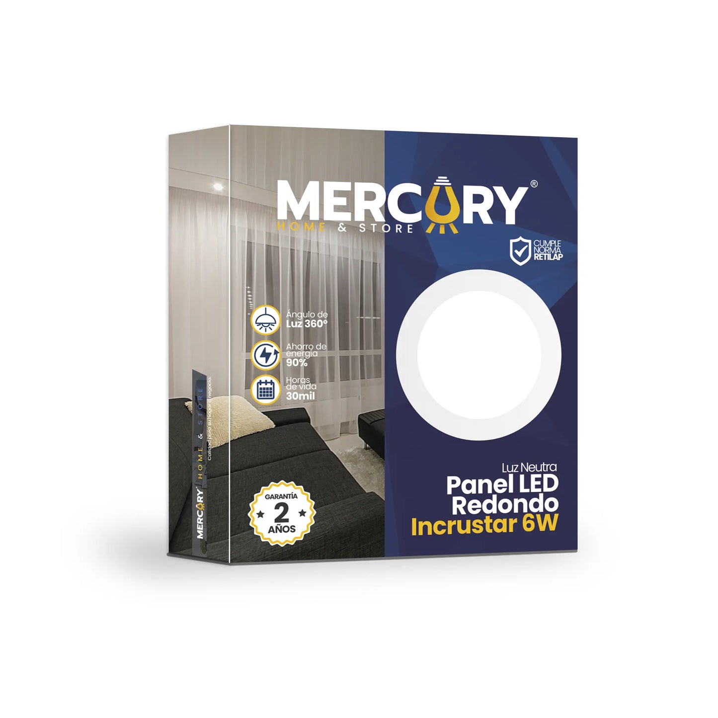 Panel LED Redondo de Incrustar 6W 4" Luz Neutra