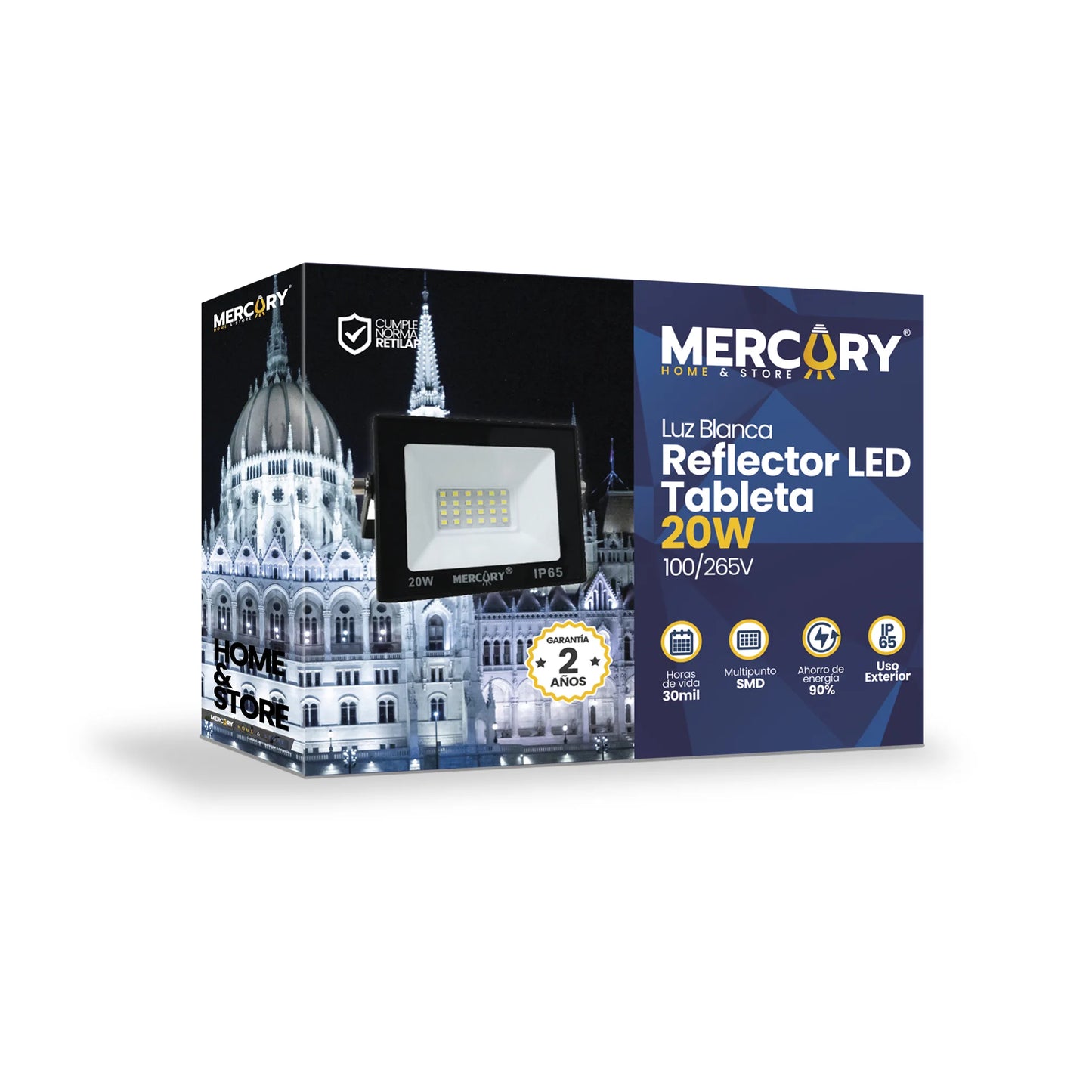 Reflector LED Tableta 20W Luz Blanca