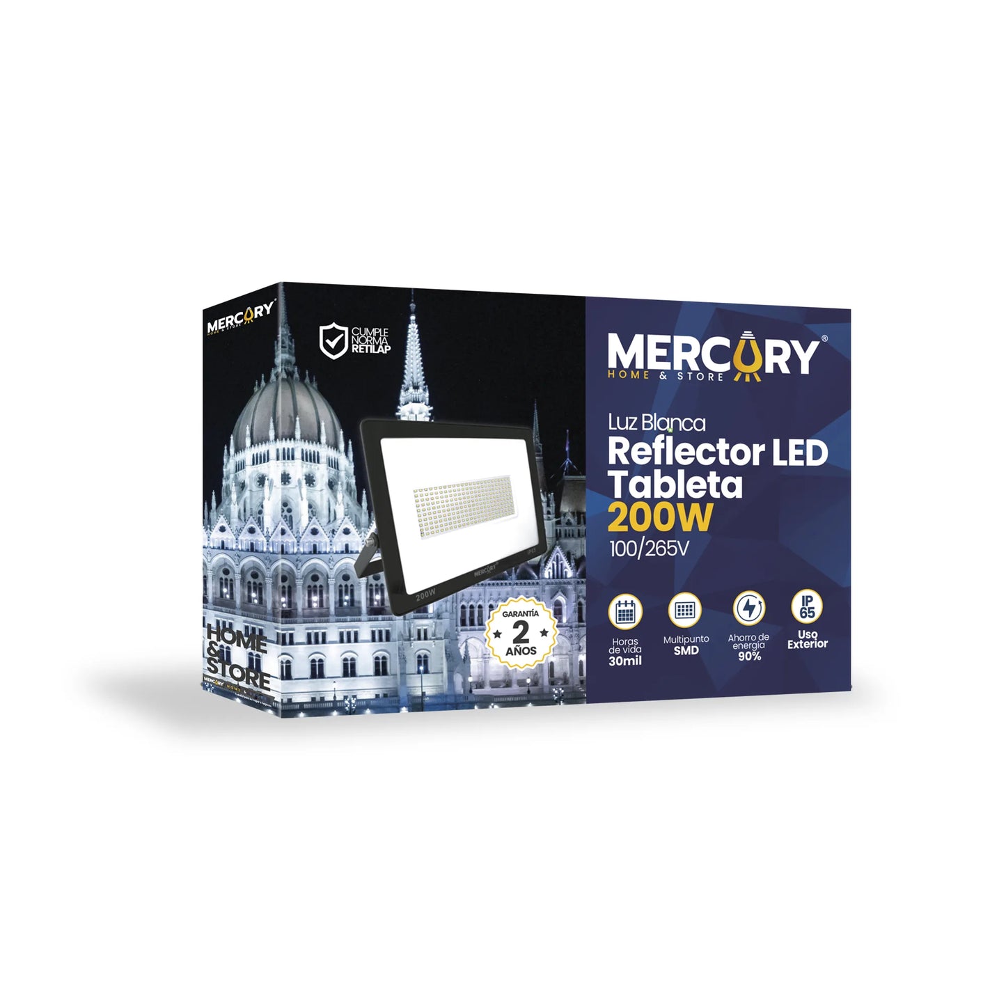 Reflector LED Tableta 200W Luz Blanca