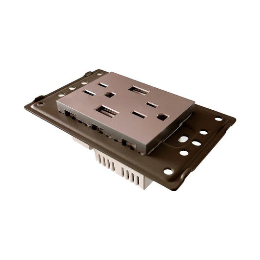 Toma Doble Polo a Tierra + 2 USB Stainless