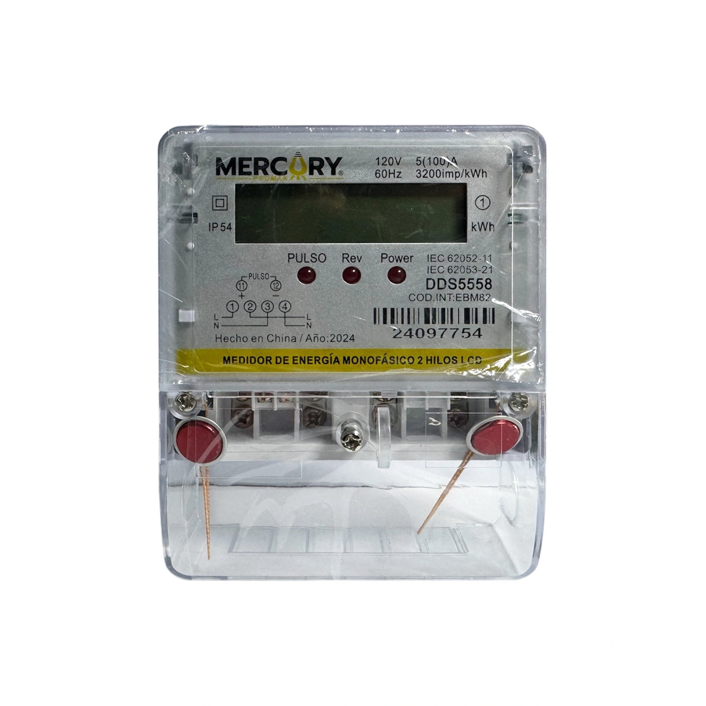 Medidor Electrónico Monofásico LCD 120V 2 Hilos