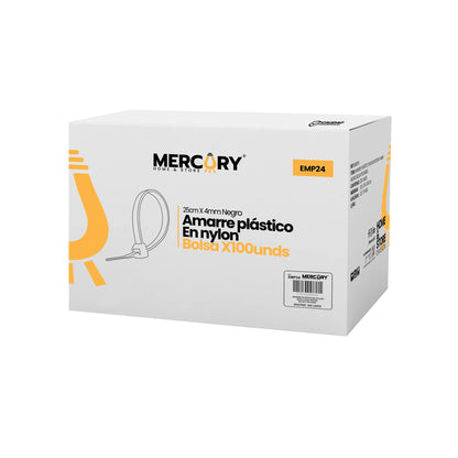 AMARRE PLASTICO 25CM X 4MM NEGRO