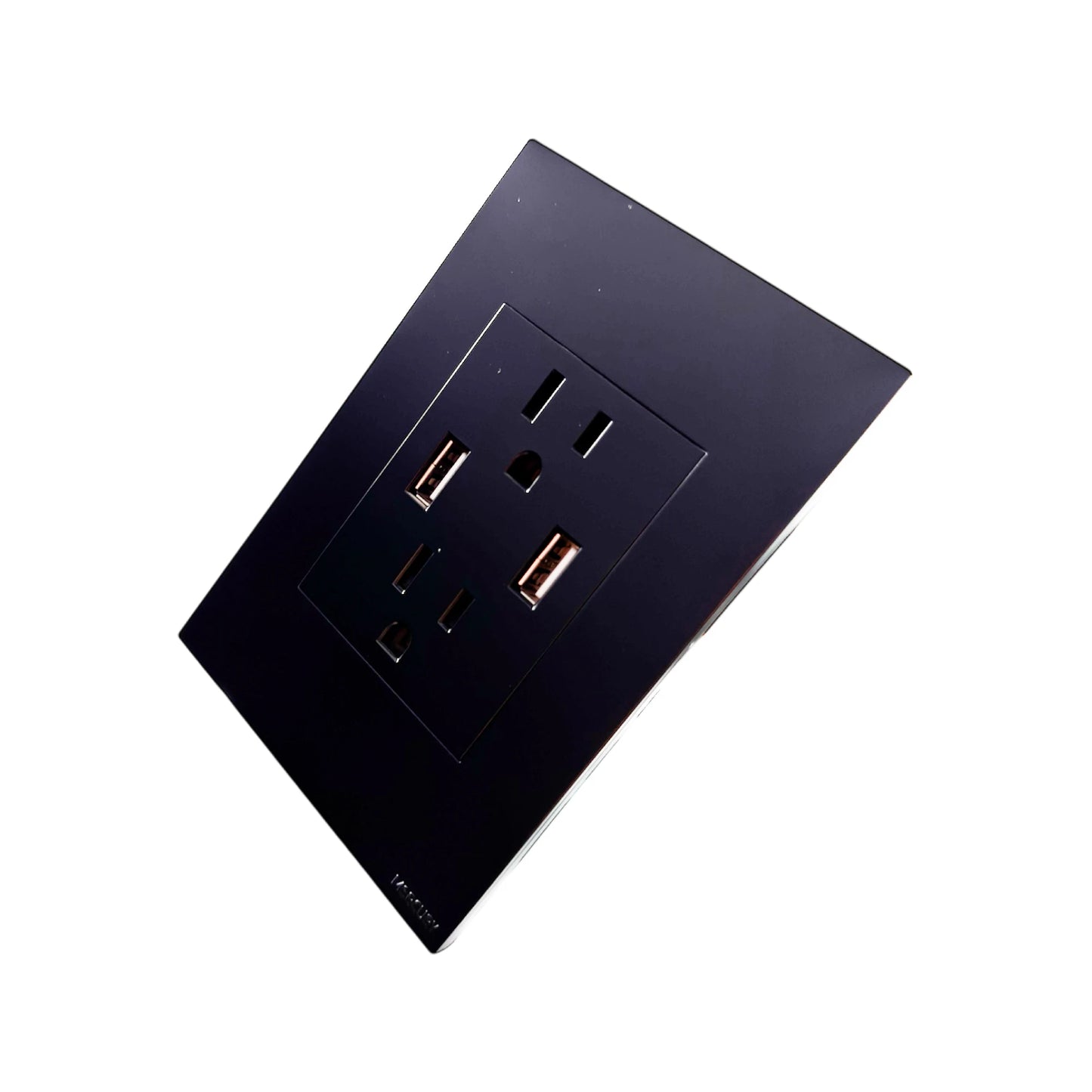 Toma Doble Polo Tierra + 2 USB Black Luxury