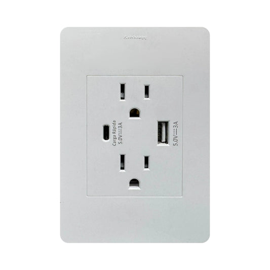 Toma Doble + USB + USB Tipo C Carga Rápida Bianca Capri