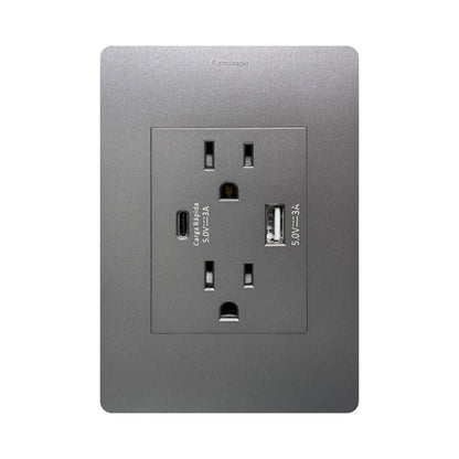 Toma Doble + USB + USB Tipo C Carga Rápida Grigio Torino
