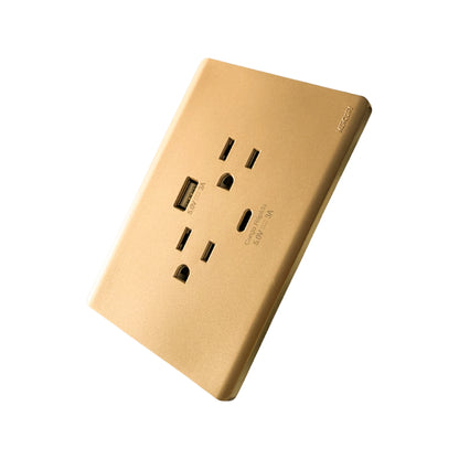 Toma Doble + USB Tipo A y C Línea Infinity Gold