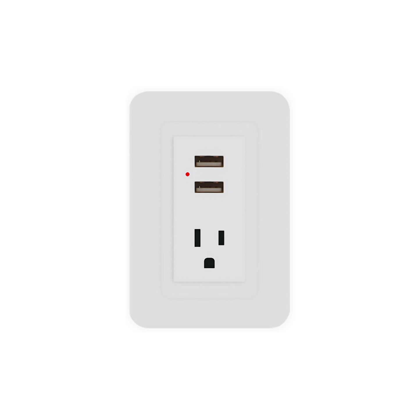 Toma Sencillo Polo a Tierra + USB x2 Blanco