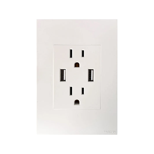 Toma Doble Polo Tierra + USB X2 White Luxury