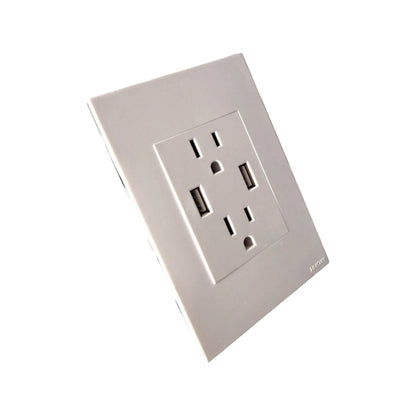 Toma Doble Polo Tierra + USB X2 White Luxury