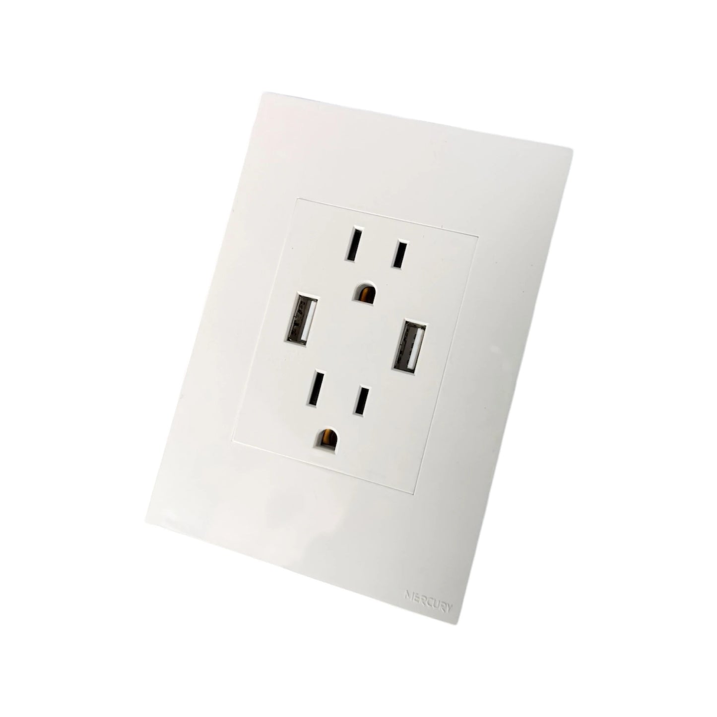 Toma Doble Polo Tierra + USB X2 White Luxury