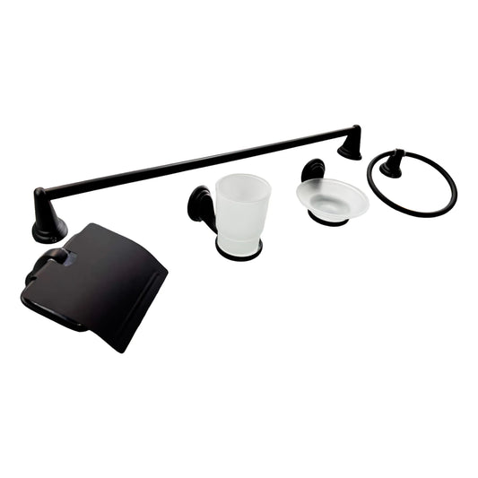Juego de Accesorios Baño Acero Negro Mate