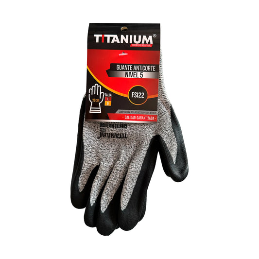 Guante Anticorte Nivel 5 Negro y Gris Talla L o Talla 9
