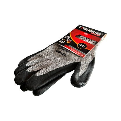 Guante Anticorte Nivel 5 Negro y Gris Talla L o Talla 9