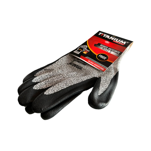 Guante Anticorte Nivel 5 Negro y Gris Talla L o Talla 9