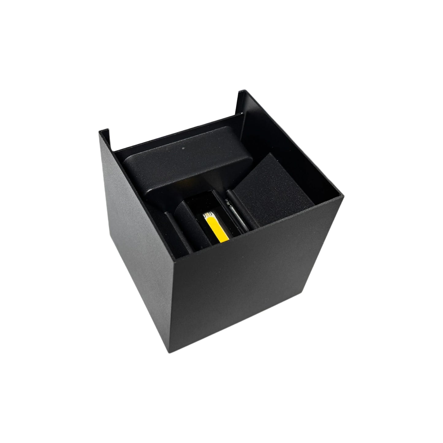Aplique LED Box Negro 6W 10x10 Luz Cálida