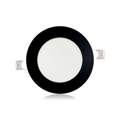 Panel LED Negro Redondo de Incrustar 6W Luz Blanca