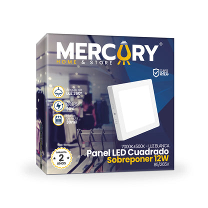 Panel LED Cuadrado de Sobreponer 12W 6" Luz Blanca